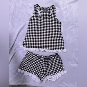 PJ Couture 2pc short & tank sleep set black & white